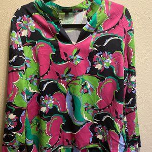 Colorful Talbots Size 12 Long-sleeve Tunic-Blouse